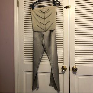 52 Weekends Tube Top M and Worth Petites Satin Pants 8 Silver Grey